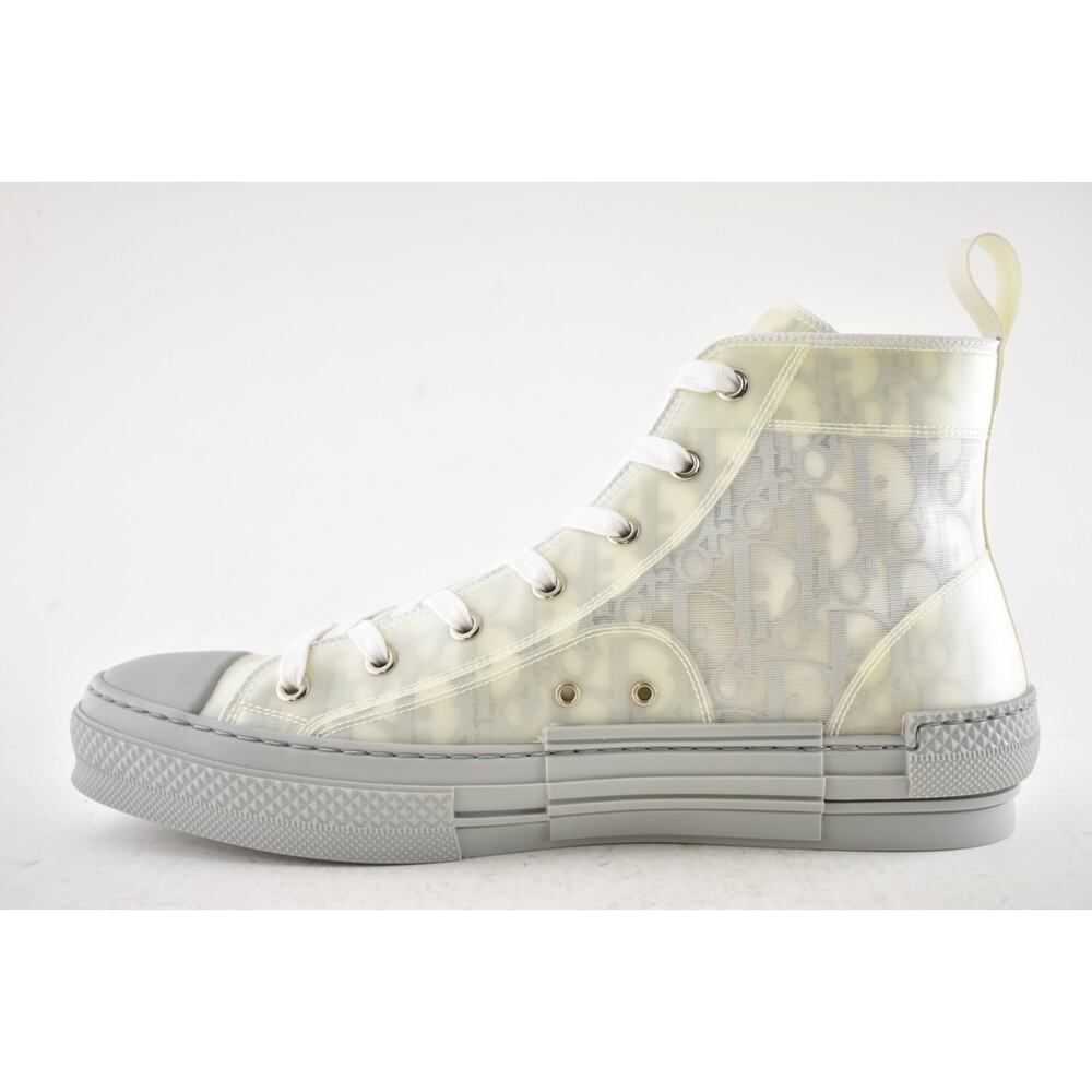 Dior Mens B23 Grey Oblique Logo Transparent High Top Lace Up Flat Sneaker 44 11 - Picture 9 of 12